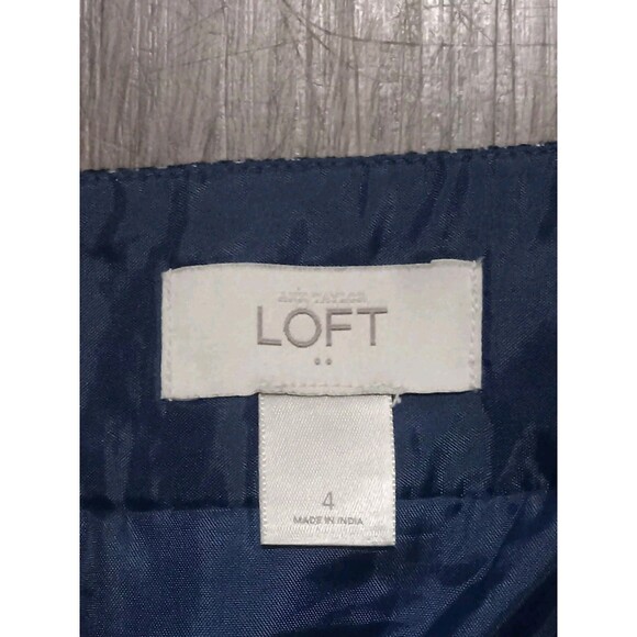 Loft Mini Skirt Womens Size 4 Navy Blue White - Picture 3 of 4